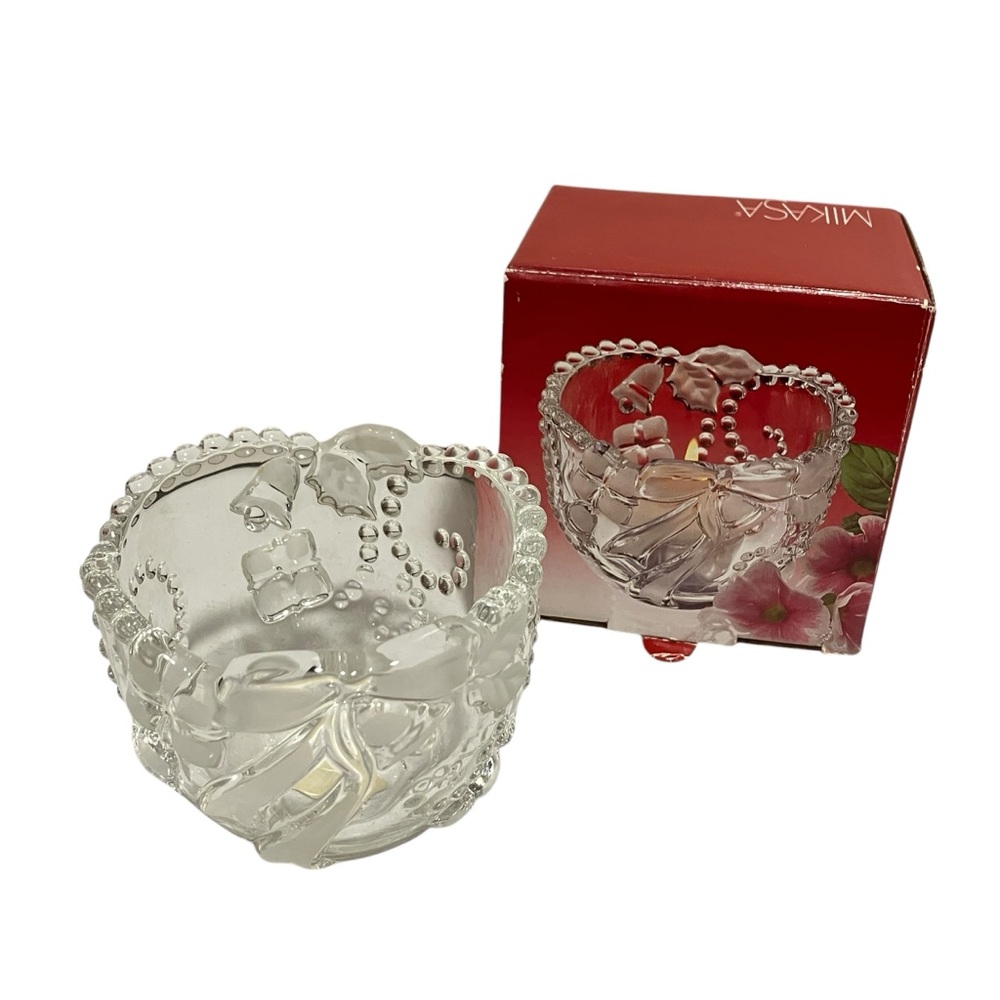 Vintage Mikasa Christmas Fiesta Clear Crystal Candle Holder 2 3/4" SB 129/594